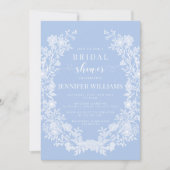 Pastellblau, Blumenklassiker Brautparty Einladung (Vorderseite)