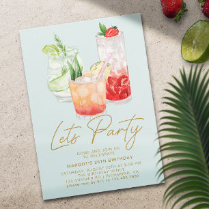 Pastellblau Chic Sommer Cocktailparty Geburtstag Einladung