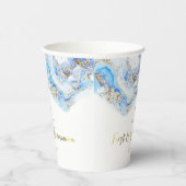 Pastellblau, flüssiger Marmor Erste Heilige Kommun Pappbecher (Rechts)