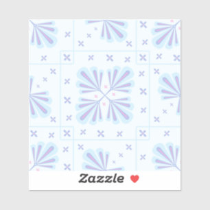 Pastellblau geometrisches Blumen- Wiederholungsmus Aufkleber