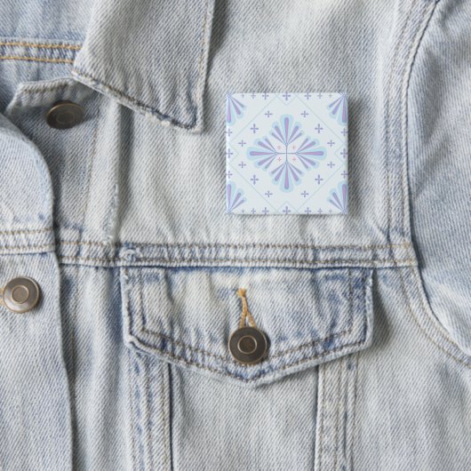 Pastellblau geometrisches Blumenmuster Button (Beispiel)
