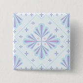 Pastellblau geometrisches Blumenmuster Button (Vorderseite)