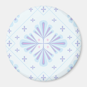 Pastellblau geometrisches Blumenmuster Magnet