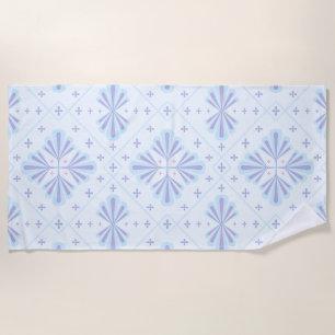 Pastellblau geometrisches Blumenwiederholungsmuste Strandtuch