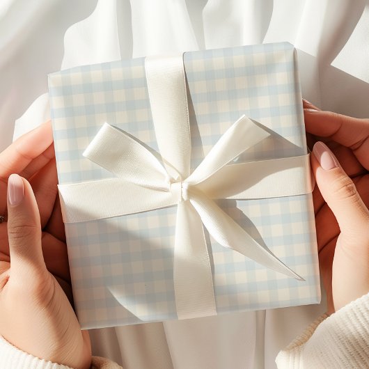 Pastellblau Gingham Geschenkpapier