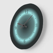 Pastellblau-grüner Halo-Effekt auf Schwarz Große Wanduhr (Winkel)
