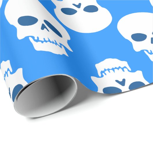 Pastellblau-Halbhornskelett Geschenkpapier (Rolleneckpunkt)