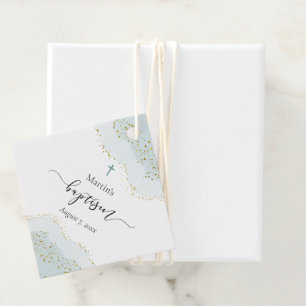 Pastellblau   Imitate Gold Glitzer Taufe Geschenkanhänger