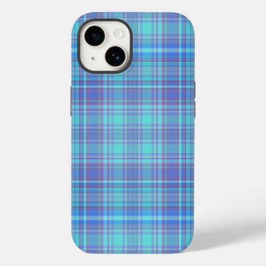 Pastellblau Kariertes Muster Case-Mate iPhone Hülle (Rückseite)