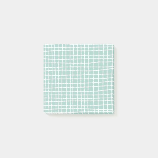 Pastellblau Karo Muster Stilvoll und subtil Post-it Klebezettel (Vorderseite)
