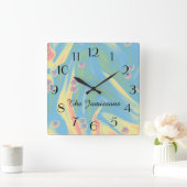 Pastellblau Kleine Herz, Name, Runde oder Platz Quadratische Wanduhr (Zuhause)