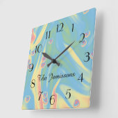 Pastellblau Kleine Herz, Name, Runde oder Platz Quadratische Wanduhr (Winkel)