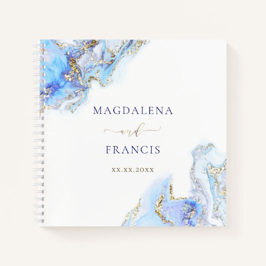 Pastellblau, Marmor, Hochzeit Gästebuch Notizblock (Vorderseite)