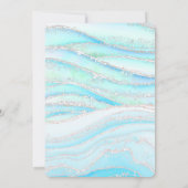 Pastellblau Marmor Taufe Baby Junge Einladung (Rückseite)