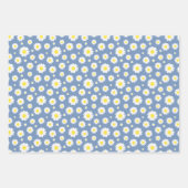 Pastellblau mit gelbem weißem Daisy-Blume-Muster Geschenkpapier Set (Vorderseite 2)