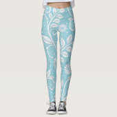 Pastellblau Muster Leggings (Vorderseite)