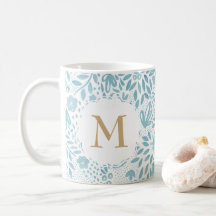 Pastellblau Muster Monogramm