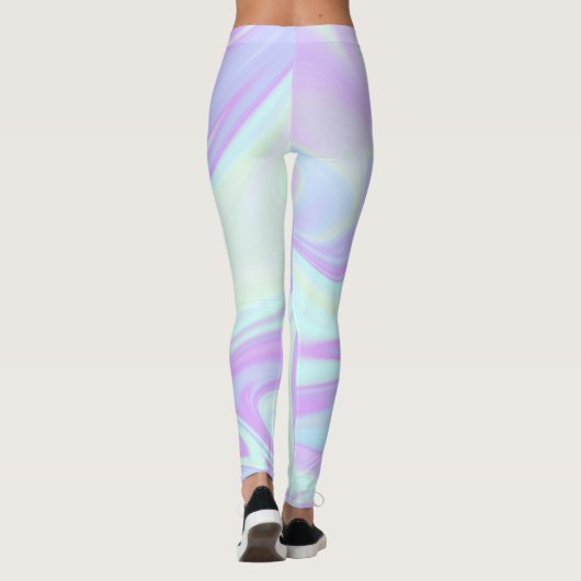 Pastellblau Pink Liquid Marble Swirl Leggings (Rückseite)