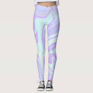 Pastellblau Pink Liquid Marble Swirl Leggings