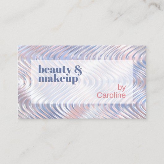 Pastellblau Pink Metallischer Marmorwald Art Muste Visitenkarte (Vorderseite)