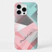 Pastellblau Pink Minze Grünes graues Mosaikmuster iPhone Hülle (Rückseite)