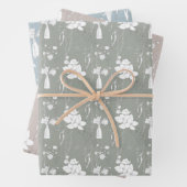 Pastellblau Pink und GrauVase der Blume Geschenkpapier Set (Beispiel)