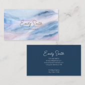 Pastellblau Pink Wasserfarbenmarmor Abstrakt Visitenkarte (Vorne/Hinten)