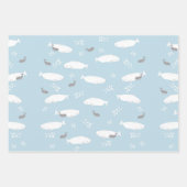 Pastellblau Rosa und Grau Beluga Baby Whale Design Geschenkpapier Set (Vorderseite 3)