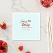 Pastellblau rote glückliche 16. Geburtstag Name Da Serviette (Beispiel)