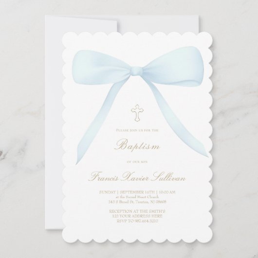 Pastellblau | Taufe Einladung (Vorderseite)
