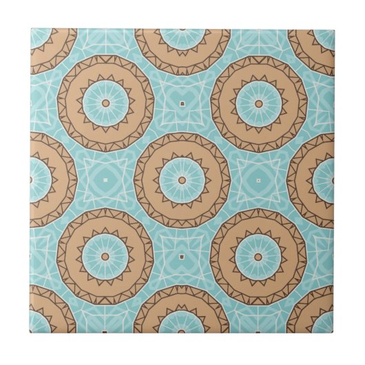 Pastellblau und Camel Brown marokkanisches Mosaikm Fliese (Vorderseite)