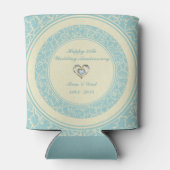 Pastellblau und cremefarbene Damasken 2 Dosenkühler (Rückseite)