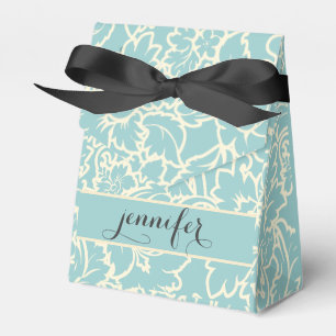 Pastellblau und cremefarbene Damasken Geschenkschachtel