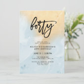 Pastellblau und Gold marmorn | 40. Einladung (Stehend Vorderseite)