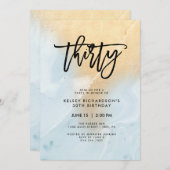 Pastellblau und Goldmarmor | 30. Geburtstag Party Einladung (Vorne/Hinten)