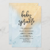 Pastellblau und Goldmarmor | Baby Sprinkle Einladung (Vorne/Hinten)