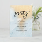 Pastellblau und Goldmarmor | Geburtstagsparty Einladung (Stehend Vorderseite)