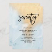 Pastellblau und Goldmarmor | Geburtstagsparty Einladung (Vorne/Hinten)