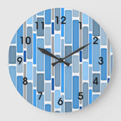 Pastellblau- und Graumuster Große Wanduhr (Vorderseite)