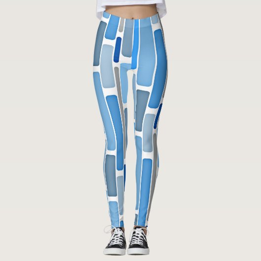 Pastellblau- und Graumuster Leggings (Vorderseite)
