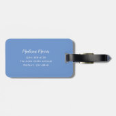 Pastellblau und Lila Blumenmuster Mit Monogramm Gepäckanhänger (Rückseite horizontal)