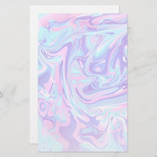 Pastellblau und Lila Marmor Flüssige Textur Briefpapier (Vorne/Hinten)