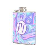 Pastellblau und Lila Marmor Flüssige Textur Flachmann (Links)