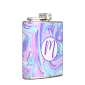 Pastellblau und Lila Marmor Flüssige Textur Flachmann (Rechts)