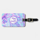 Pastellblau und Lila Marmor Flüssige Textur Gepäckanhänger (Vorderseite horizontal)