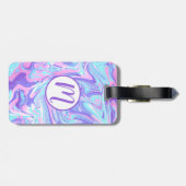 Pastellblau und Lila Marmor Flüssige Textur Gepäckanhänger (Rückseite horizontal)