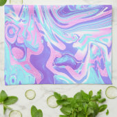 Pastellblau und Lila Marmor Flüssige Textur Geschirrtuch (Gefaltet)