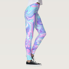 Pastellblau und Lila Marmor Flüssige Textur Leggings