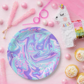 Pastellblau und Lila Marmor Flüssige Textur Pappteller (Party)