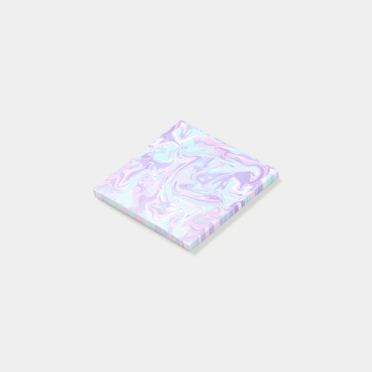 Pastellblau und Lila Marmor Flüssige Textur Post-it Klebezettel (angewinkelt)